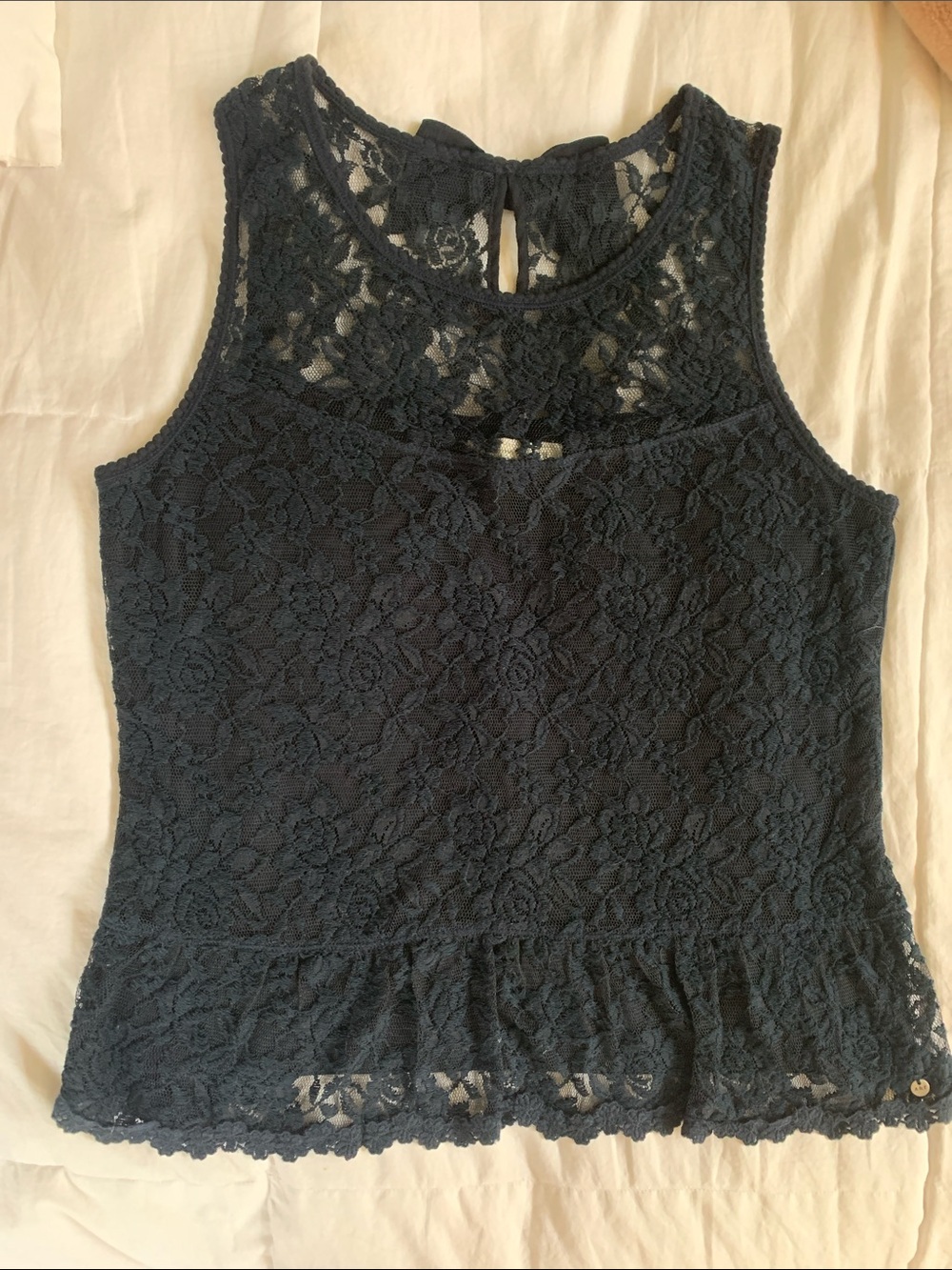 Abercrombie & Fitch black & Navy Blue Lace Peplum Camisole Tank Top